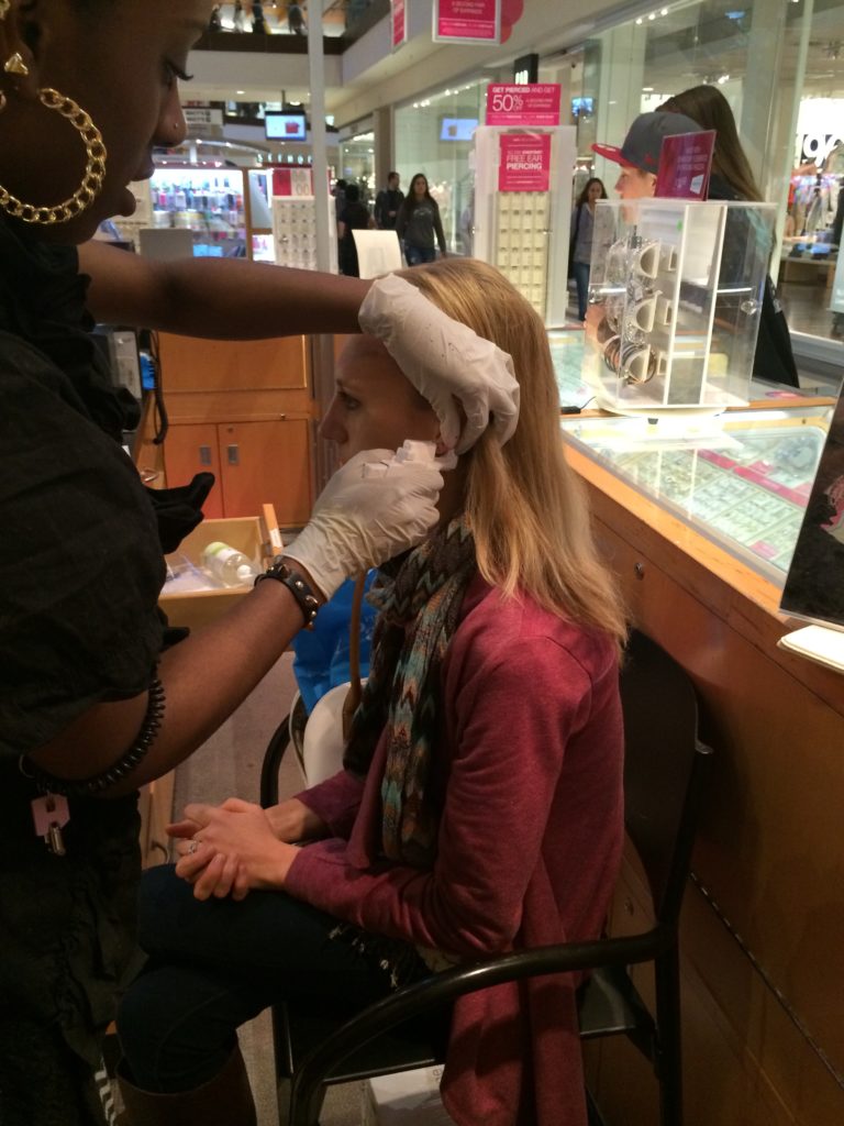 Getting my ears pierced - the first time!