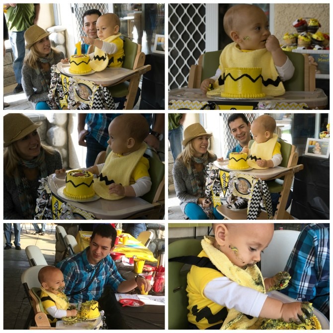 Peanuts First Birthday Party Cake Presentation