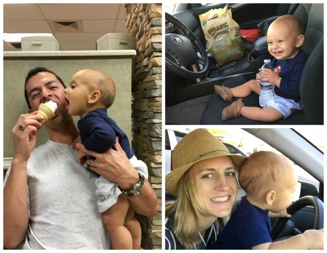 Road Trip! Charlie discovered a love for ice cream at one of our (many) pit stops.