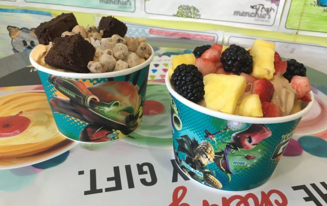 His and Hers frozen yogurt. I'll let you guess which one is mine.